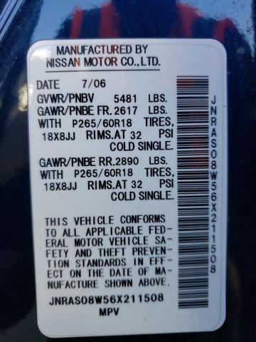 Photo 14 from auction – 2006 INFINITI FX35 with VIN JNRAS08W56X211508