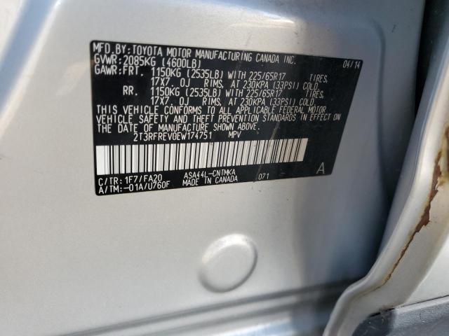 Photo 14 from auction – 2014 TOYOTA RAV4 XLE with VIN 2T3RFREV0EW174751