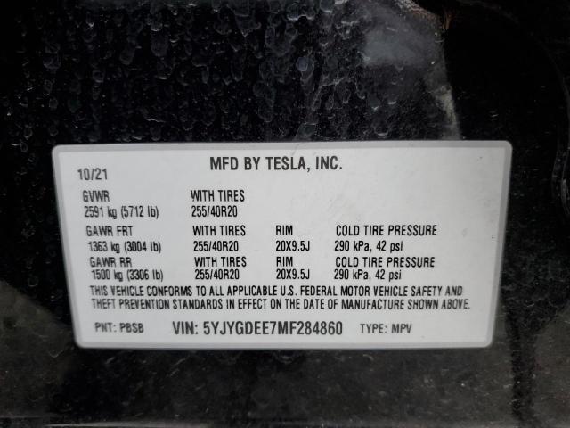Photo 14 from auction – 2021 TESLA MODEL Y with VIN 5YJYGDEE7MF284860