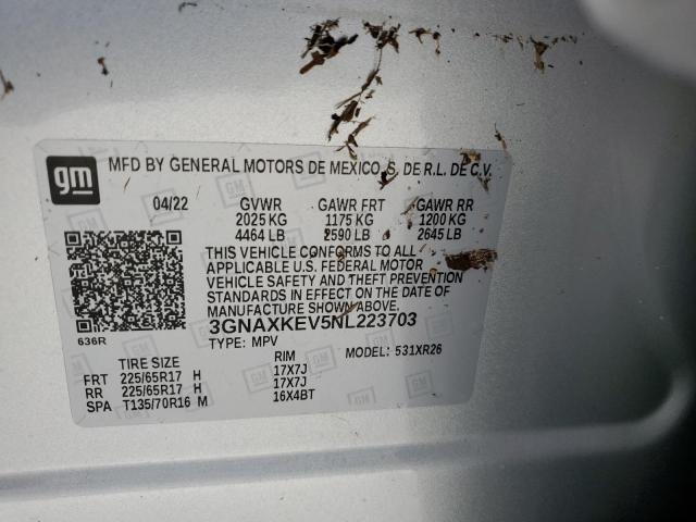 Photo 14 from auction – 2022 CHEVROLET EQUINOX LT with VIN 3GNAXKEV5NL223703