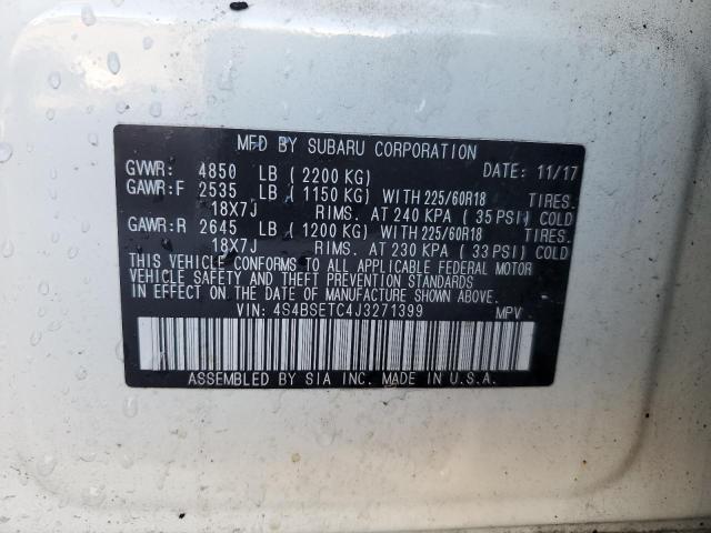 Photo 14 from auction – 2018 SUBARU OUTBACK TO with VIN 4S4BSETC4J3271399