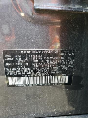 Photo 14 from auction – 2020 SUBARU OUTBACK PR with VIN 4S4BTACC2L3127925