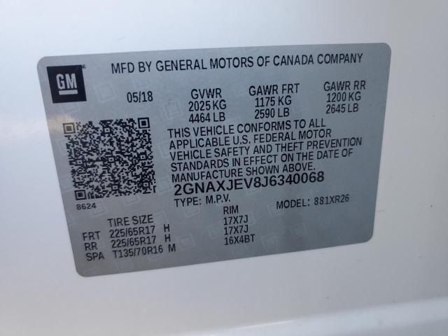 Photo 14 from auction – 2018 CHEVROLET EQUINOX LT with VIN 2GNAXJEV8J6340068