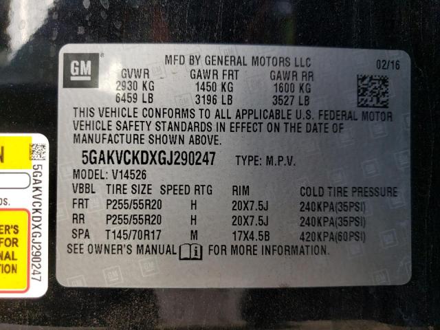 Photo 14 from auction – 2016 BUICK ENCLAVE with VIN 5GAKVCKDXGJ290247