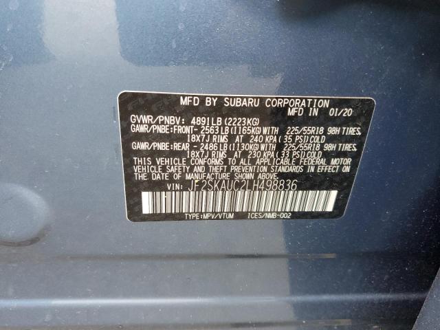 Photo 14 from auction – 2020 SUBARU FORESTER L with VIN JF2SKAUC2LH498836