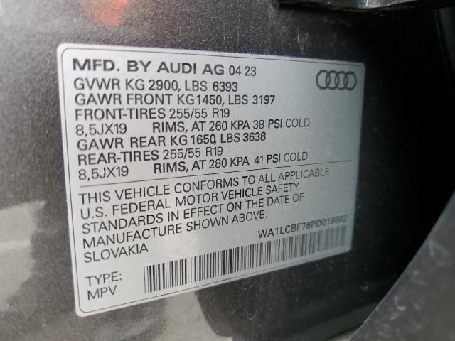 Photo 14 from auction – 2023 AUDI Q7 PREMIUM with VIN WA1LCBF76PD019802