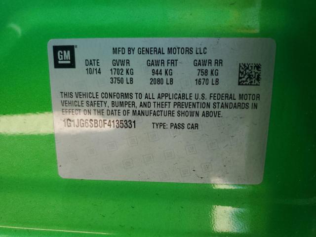 Photo 14 from auction – 2015 CHEVROLET SONIC RS with VIN 1G1JG6SB0F4135331