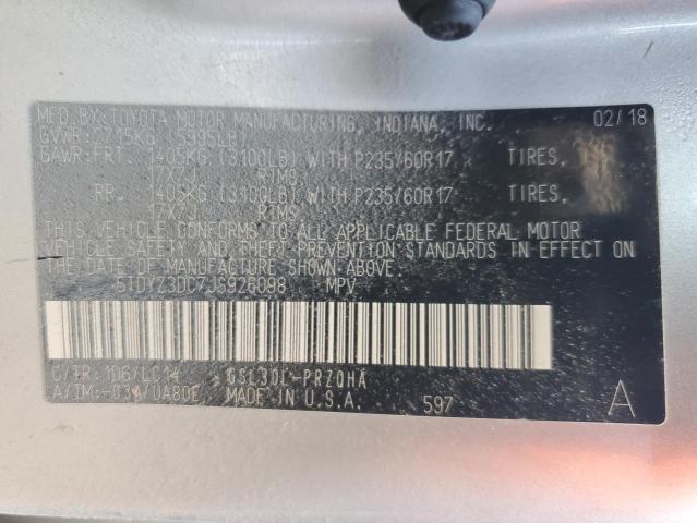 Photo 14 from auction – 2018 TOYOTA SIENNA XLE with VIN 5TDYZ3DC7JS926098