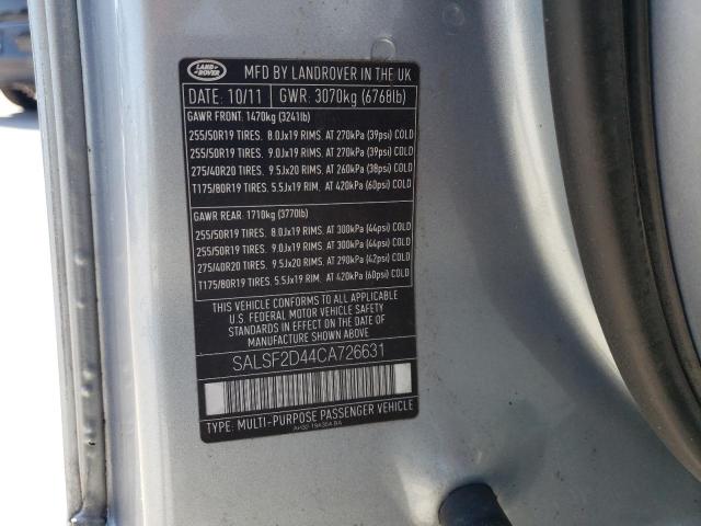 Photo 14 from auction – 2012 LAND ROVER RANGE ROVE with VIN SALSF2D44CA726631