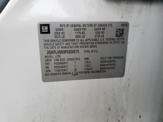 Photo 14 from auction – 2015 GMC TERRAIN SL with VIN 2GKFLVEK8F6356676