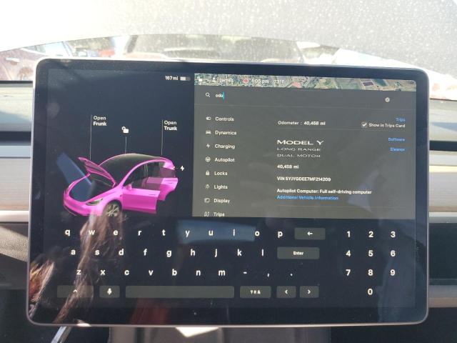 Photo 9 from auction – 2021 TESLA MODEL Y with VIN 5YJYGDEE7MF214209