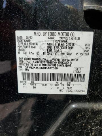 Photo 14 from auction – 2013 FORD EDGE SE with VIN 2FMDK3G96DBA87386