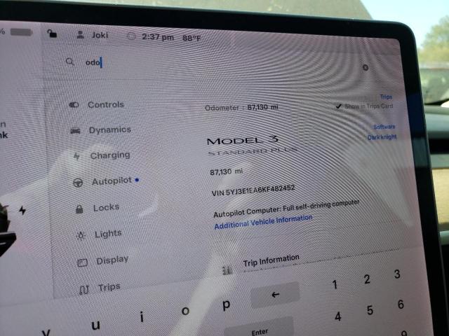 Photo 9 from auction – 2019 TESLA MODEL 3 with VIN 5YJ3E1EA6KF482452