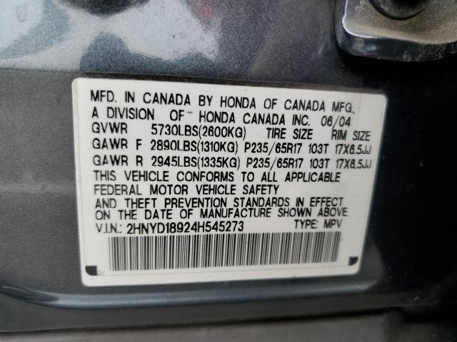 Photo 14 from auction – 2004 ACURA MDX TOURIN with VIN 2HNYD18924H545273
