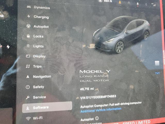 Photo 9 from auction – 2021 TESLA MODEL Y with VIN 5YJYGDEE8MF174853