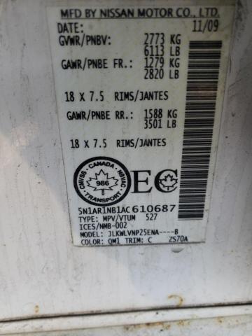 Photo 14 from auction – 2010 NISSAN PATHFINDER with VIN 5N1AR1NB1AC610687