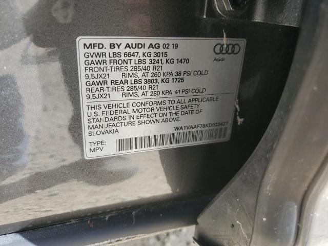 Photo 14 from auction – 2019 AUDI Q7 PRESTIG with VIN WA1VAAF78KD033427