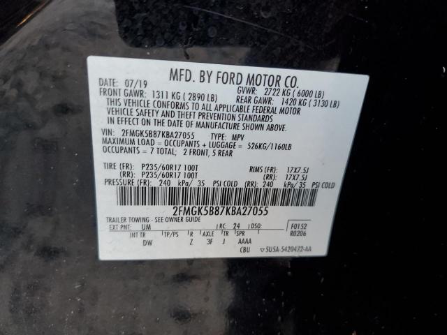 Photo 14 from auction – 2019 FORD FLEX SE with VIN 2FMGK5B87KBA27055