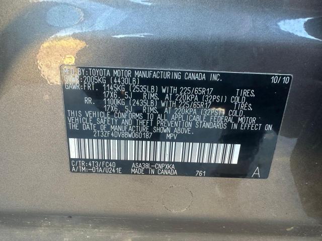 Photo 10 from auction – 2011 TOYOTA RAV4 with VIN 2T3ZF4DV8BW060187