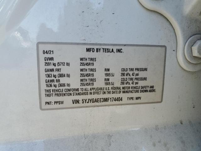 Photo 14 from auction – 2021 TESLA MODEL Y with VIN 5YJYGAEE3MF174404