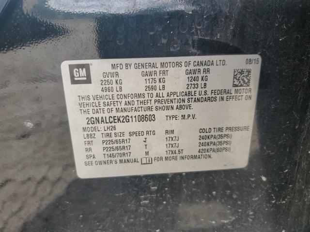 Photo 14 from auction – 2016 CHEVROLET EQUINOX LT with VIN 2GNALCEK2G1108603