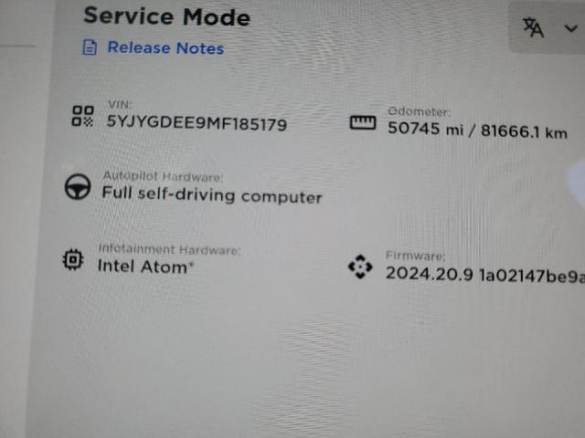 Photo 9 from auction – 2021 TESLA MODEL Y with VIN 5YJYGDEE9MF185179