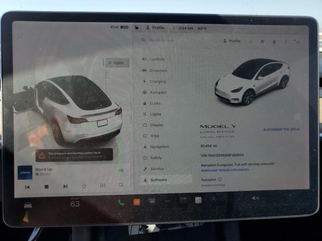 Photo 9 from auction – 2022 TESLA MODEL Y with VIN 7SAYGDEE8NF362504
