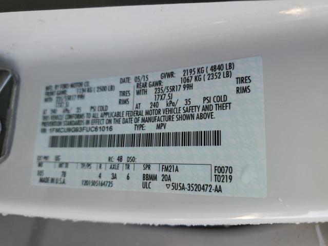 Photo 14 from auction – 2015 FORD ESCAPE SE with VIN 1FMCU9G93FUC61016