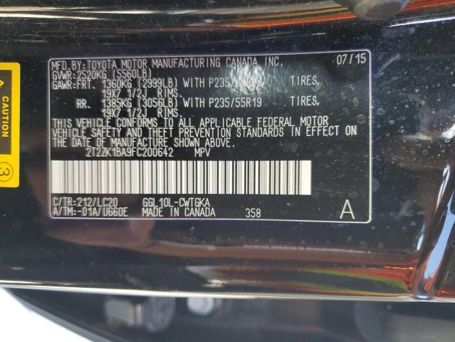 Photo 14 from auction – 2015 LEXUS RX 350 with VIN 2T2ZK1BA9FC200642