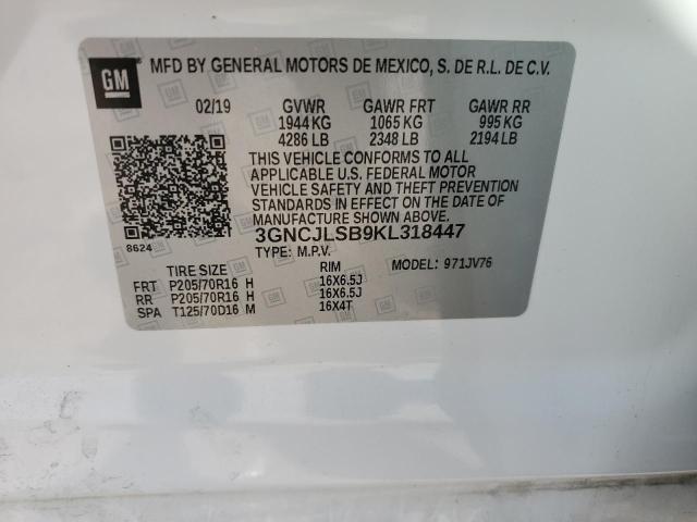 Photo 14 from auction – 2019 CHEVROLET TRAX 1LT with VIN 3GNCJLSB9KL318447