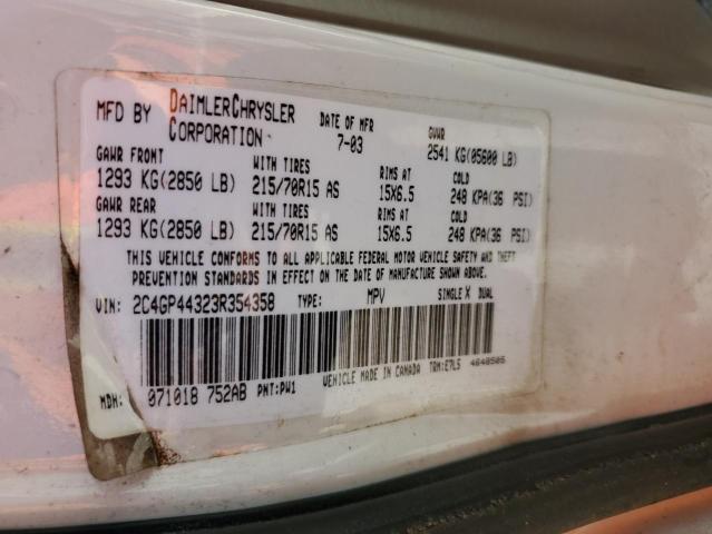 Photo 14 from auction – 2003 CHRYSLER TOWN & COU with VIN 2C4GP44323R354358