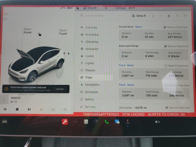 Photo 9 from auction – 2023 TESLA MODEL Y with VIN 7SAYGDEE4PF797023