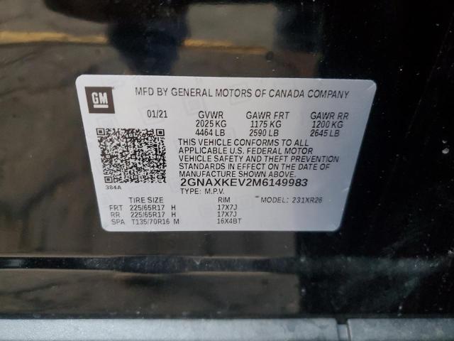 Photo 14 from auction – 2021 CHEVROLET EQUINOX LT with VIN 2GNAXKEV2M6149983