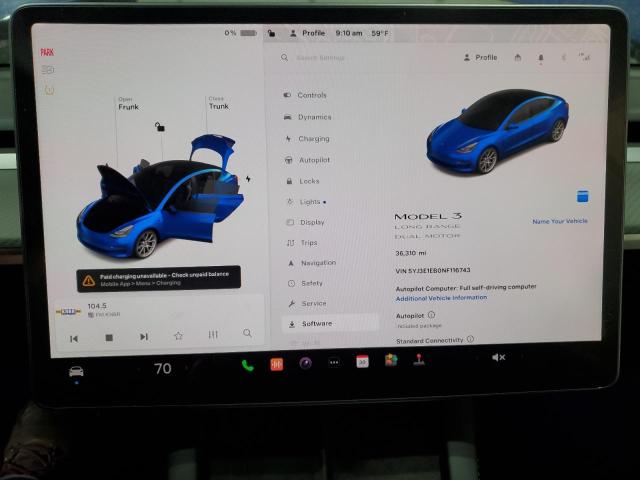 Photo 9 from auction – 2022 TESLA MODEL 3 with VIN 5YJ3E1EB0NF116743