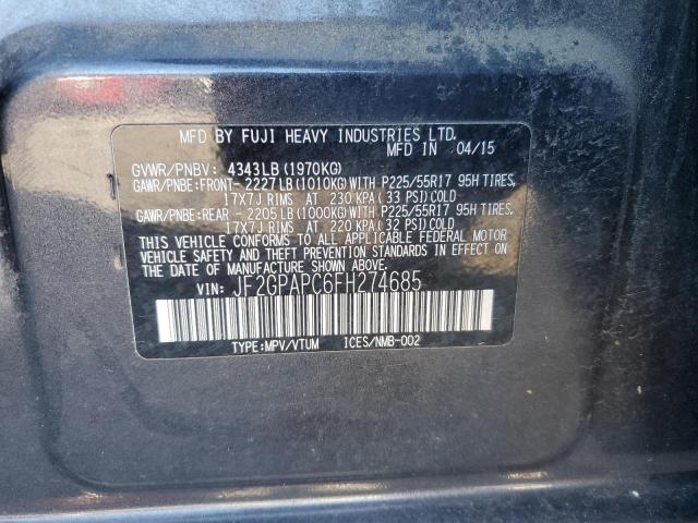 Photo 14 from auction – 2015 SUBARU XV CROSSTR with VIN JF2GPAPC6FH274685