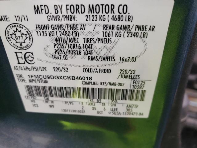 Photo 14 from auction – 2012 FORD ESCAPE XLT with VIN 1FMCU9DGXCKB46018