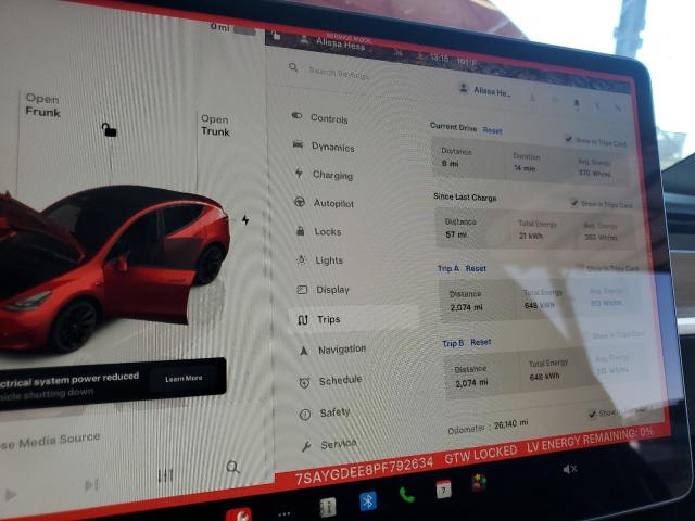 Photo 9 from auction – 2023 TESLA MODEL Y with VIN 7SAYGDEE8PF792634