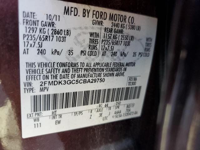 Photo 14 from auction – 2012 FORD EDGE SE with VIN 2FMDK3GC5CBA29750
