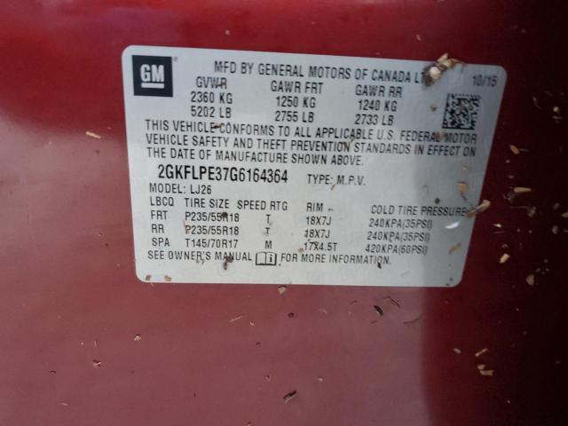 Photo 14 from auction – 2016 GMC TERRAIN SL with VIN 2GKFLPE37G6164364