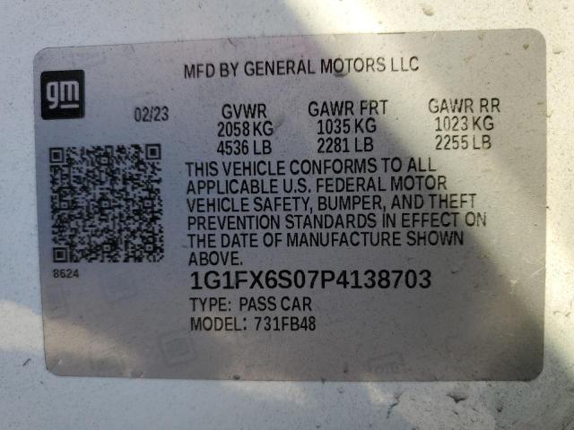 Photo 14 from auction – 2023 CHEVROLET BOLT EV 2L with VIN 1G1FX6S07P4138703