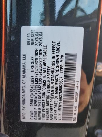 Zdjęcie 14 z aukcji – 2021 HONDA PILOT SE z VIN 5FNYF6H27MB020537