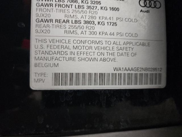 Photo 10 from auction – 2022 AUDI E-TRON PRE with VIN WA1AAAGE2NB028512