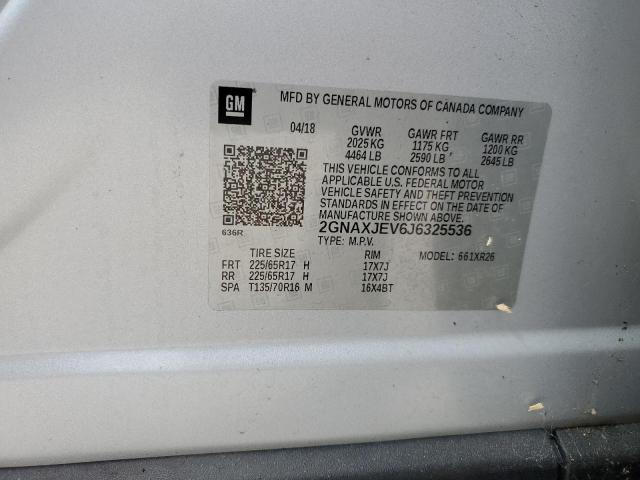 Photo 14 from auction – 2018 CHEVROLET EQUINOX LT with VIN 2GNAXJEV6J6325536