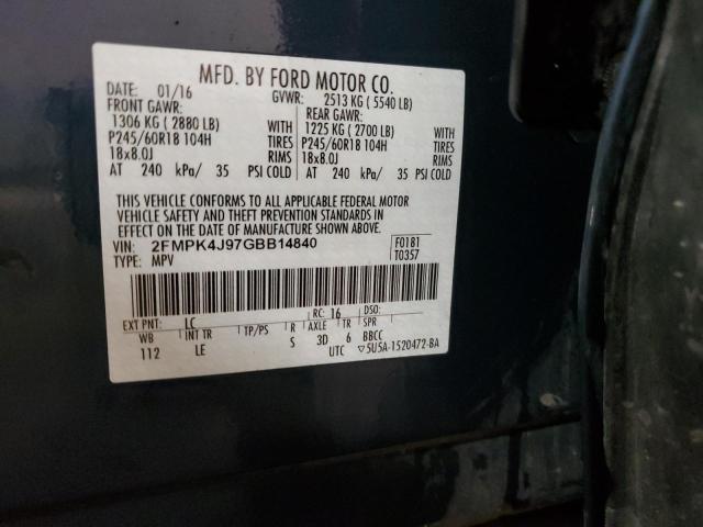 Photo 14 from auction – 2016 FORD EDGE SEL with VIN 2FMPK4J97GBB14840
