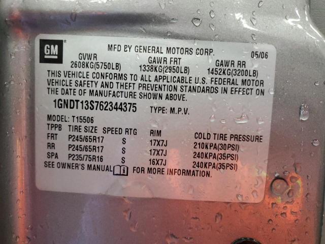 Photo 14 from auction – 2006 CHEVROLET TRAILBLAZE with VIN 1GNDT13S762344375