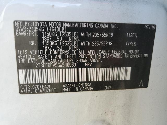 Photo 14 from auction – 2016 TOYOTA RAV4 LIMIT with VIN 2T3DFREV5GW516983