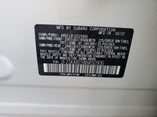 Photo 14 from auction – 2022 SUBARU FORESTER T with VIN JF2SKARC5NH450906