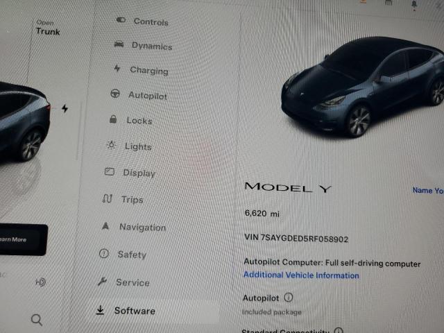 Photo 9 from auction – 2024 TESLA MODEL Y with VIN 7SAYGDED5RF058902