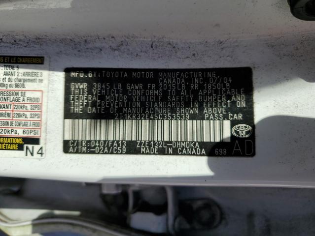 Photo 14 from auction – 2005 TOYOTA COROLLA MA with VIN 2T1KR32E45C353539