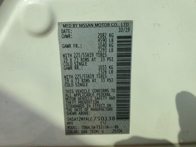 Photo 14 from auction – 2020 NISSAN ROGUE S with VIN 5N1AT2MT4LC750138